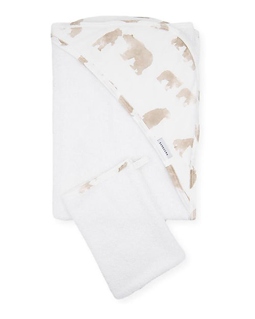 Bamboom Asciugamano con Cappuccio + Guanto - Orso - Bambù Accappatoi e Asciugamani