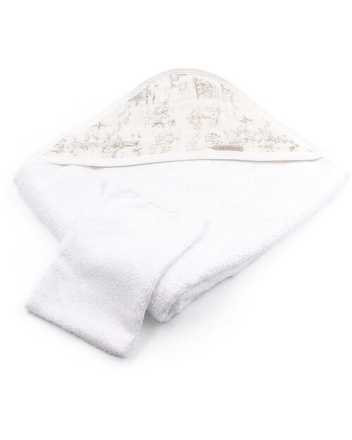 Bamboom Asciugamano con Cappuccio + Guanto - Oyster Gray - Boomy's World Accappatoi e Asciugamani