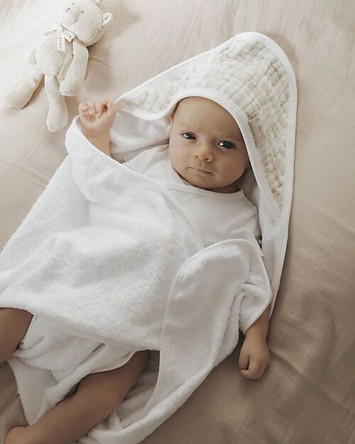 Bamboom Asciugamano con Cappuccio + Guanto - Oyster Gray - Boomy's World Accappatoi e Asciugamani