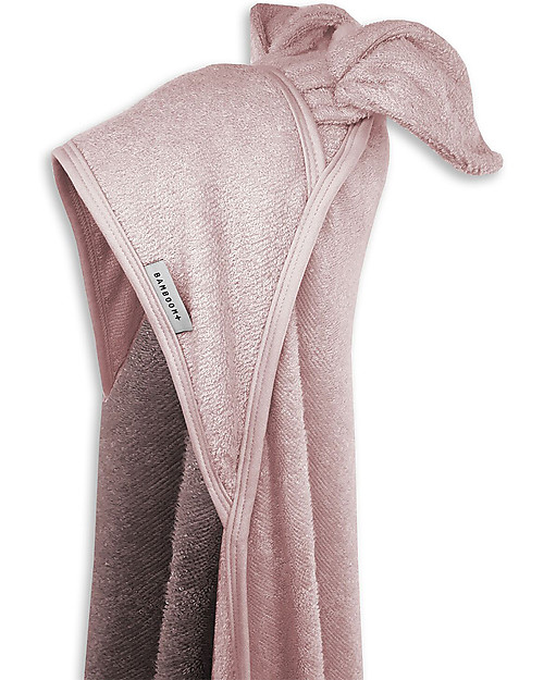Bamboom Bagno Duo XL 100x100cm, Accappatoio con Orecchie, Rosa - 100% Bambù Accappatoi e Asciugamani