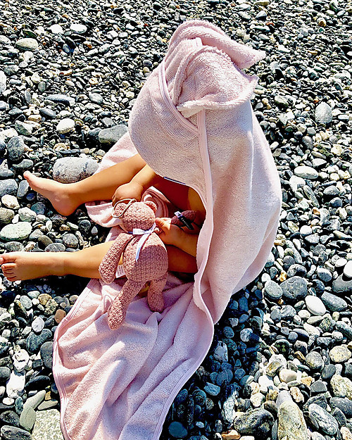 Bamboom Bagno Duo XL 100x100cm, Accappatoio con Orecchie, Rosa - 100% Bambù Accappatoi e Asciugamani