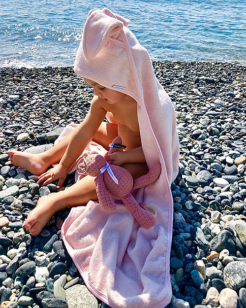 Bamboom Bagno Duo XL 100x100cm, Accappatoio con Orecchie, Rosa - 100% Bambù Accappatoi e Asciugamani