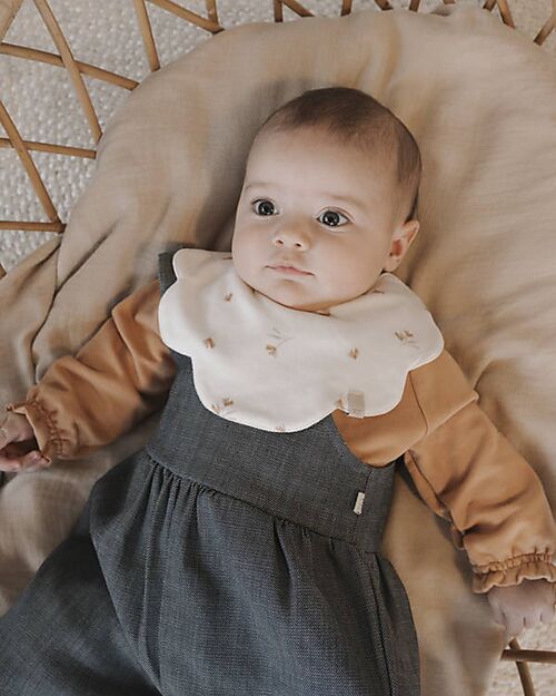 Bamboom Bavaglino Bianco con Stampa a Fiori - con Fibre Naturali Bavagli Classici