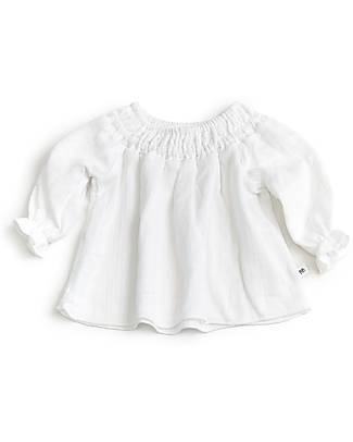 Bamboom Blusa con Collo Ricciato - Bianco - Fibra di Bambù Traspirante Morbida e delicata! Bluse