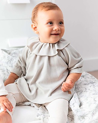 Bamboom Blusa con Volant - Grigio Chiaro - Bambù e Cotone Camicie_
