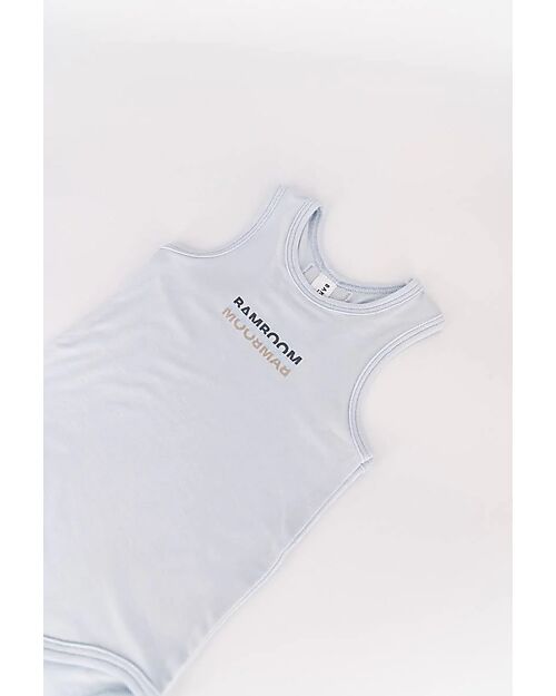 Bamboom Body Canottiera - Azzurro - con Logo - Bambù Bio Elasticizzato Body Manica Corta