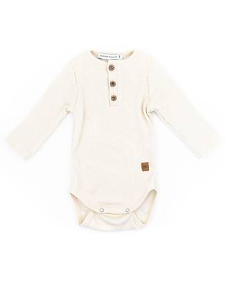 Bamboom Body con Bottoncini - Panna - Cotone e Bambù Certificato Oeko-Tex Body Manica Lunga