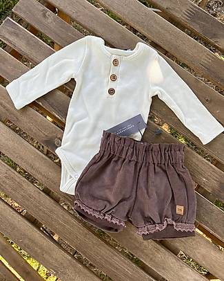 Bamboom Body con Bottoncini - Panna - Cotone e Bambù Certificato Oeko-Tex Body Manica Lunga