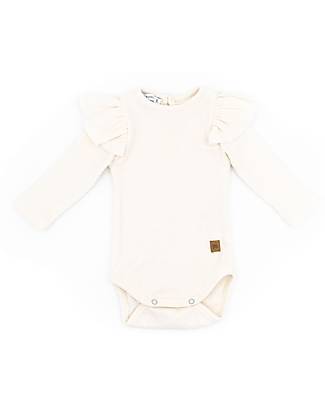 Bamboom Body con Spalle Volant - Panna - Cotone e Bambù Certificato Oeko-Tex Body Manica Lunga