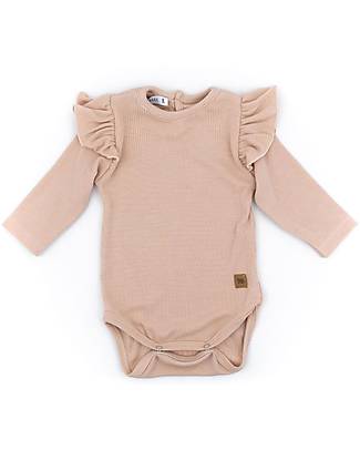 Bamboom Body con Spalle Volant - Rosa Cipria - Cotone e Bambù Certificato Oeko-Tex Body Manica Lunga