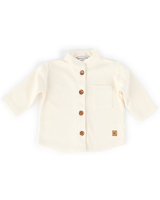 Bamboom Camicia con Colletto alla Coreana - Bianco Panna - Morbido Bambù Camicie_