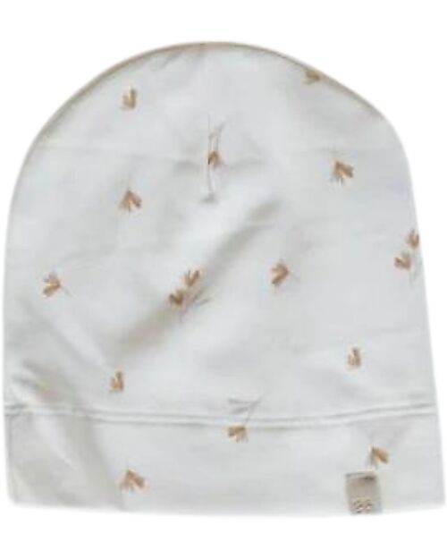 Bamboom Cappellino Invernale con Bordo - Bianco con Stampa Fiori - Fibre Naturale Cappelli Invernali