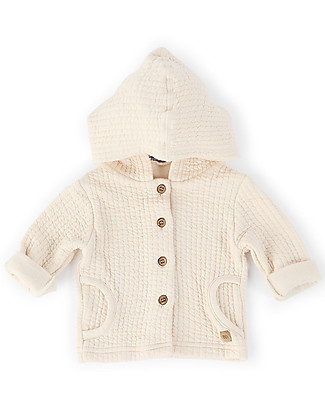 Bamboom Cardigan a Coste con Cappuccio - Bianco panna - Bambù e Cotone Cardigan