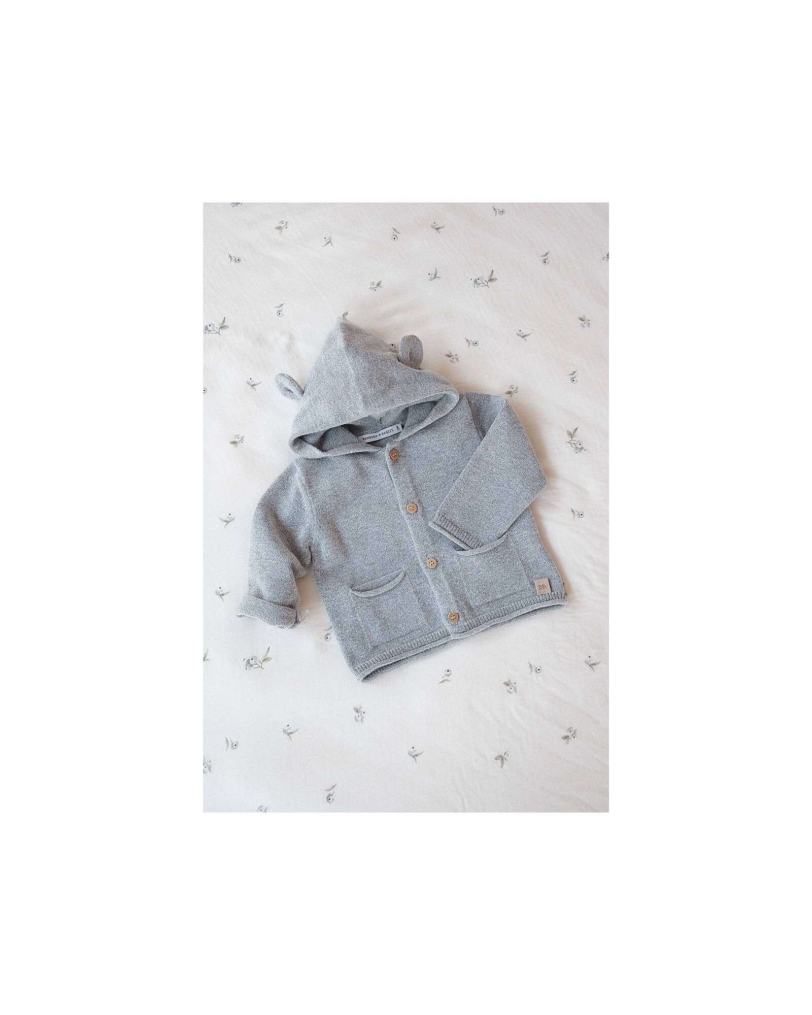 Bamboom Cardigan con Cappuccio e Orecchie Blu Jeans Caldo