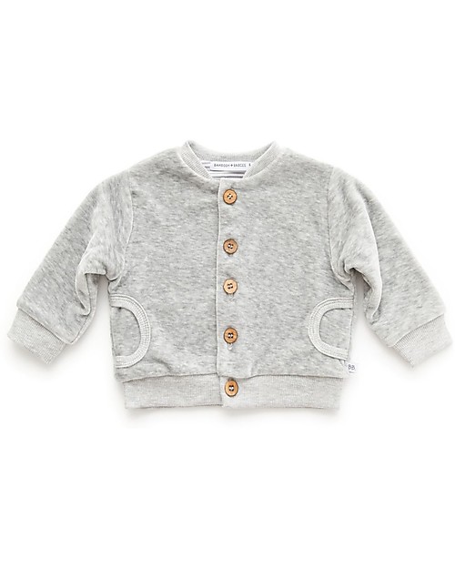 Bamboom Cardigan in Velluto, Grigio Melange - Bambù e Cotone Cardigan