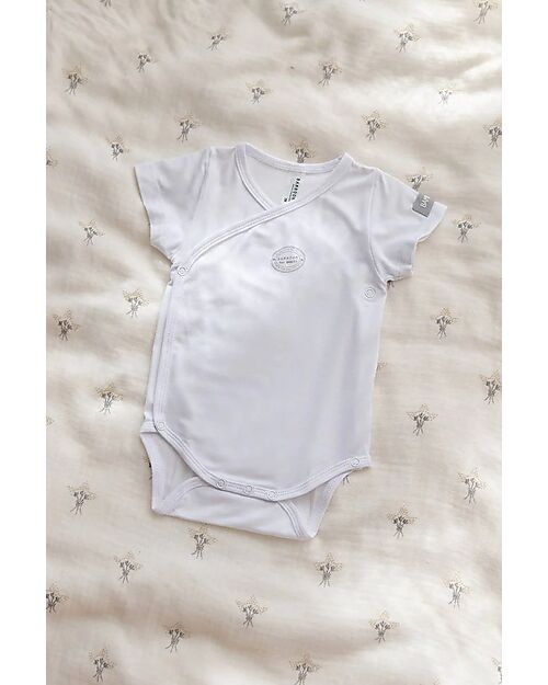 Bamboom Confezione da 2 Body Maniche Corte - Bianco/Rosa - Bambù Bio Elasticizzato Body Manica Corta