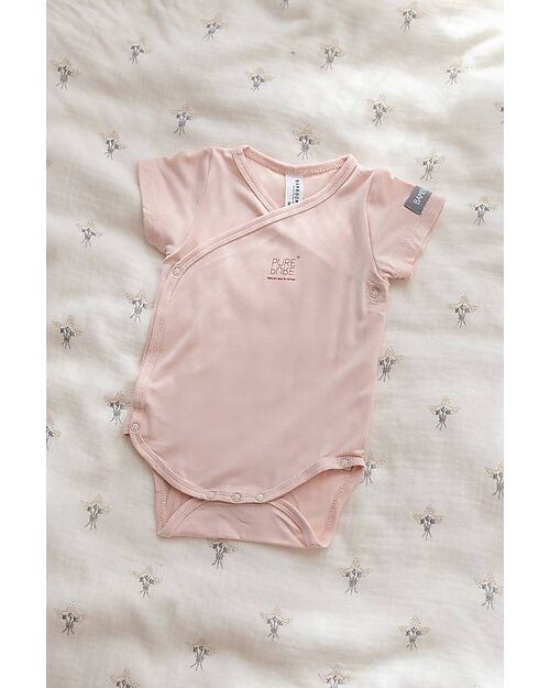 Bamboom Confezione da 2 Body Maniche Corte - Bianco/Rosa - Bambù Bio Elasticizzato Body Manica Corta