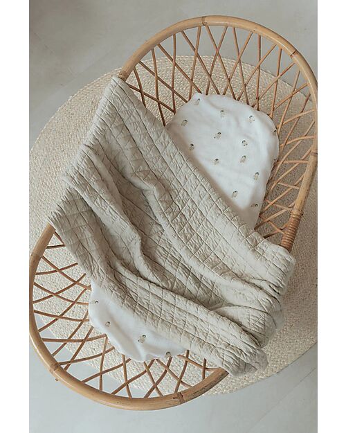 Bamboom Coperta Lettino Wrinkled - 140 x 110 - Grigio Perla - Bamboo Organico + Spugna Peluche Lenzuola e Federe