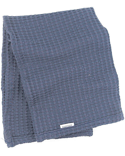 Bamboom Copertina per Neonato - 75x100 cm - Goffrato - Jeans Blu - Bambù e Cotone Bio Swaddle di Mussola