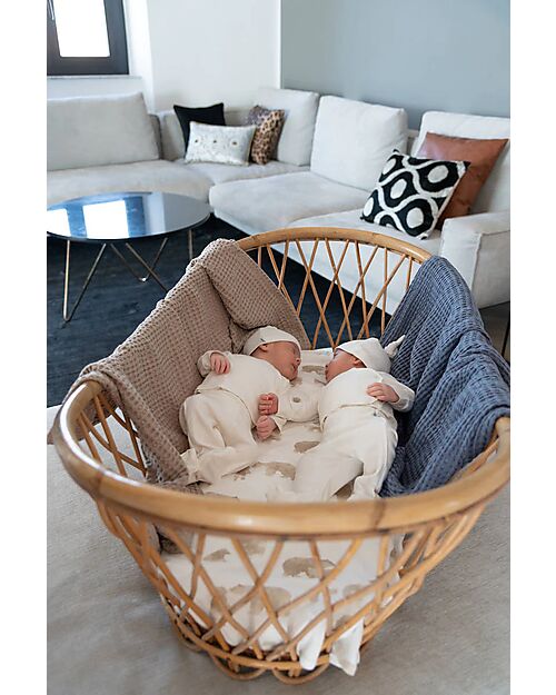 Bamboom Copertina per Neonato - 75x100 cm - Goffrato - Jeans Blu - Bambù e Cotone Bio Swaddle di Mussola