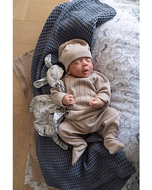 Bamboom Copertina per Neonato - 75x100 cm - Goffrato - Jeans Blu - Bambù e Cotone Bio Swaddle di Mussola