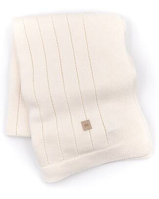 Bamboom Copertina Righe Knitted - Bianco - 75x100 cm - Bambù Bio Swaddle di Mussola