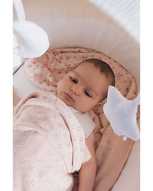 Bamboom Copertina Traforata Knitted Rosa 75x100 cm Bambù Bio