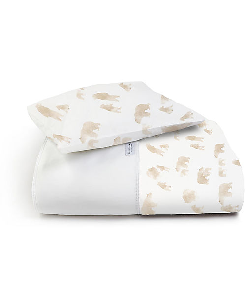 Bamboom Copripiumino per Lettino e Federa 100 x 140 cm - Orso - Bambù Bio Certificato Oeko-Tex Set Copripiumino