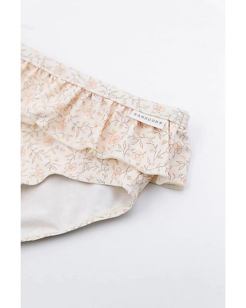 Bamboom Costume Bimba - Fiori - Crema - con Volant - UV50+ Costumi Due Pezzi