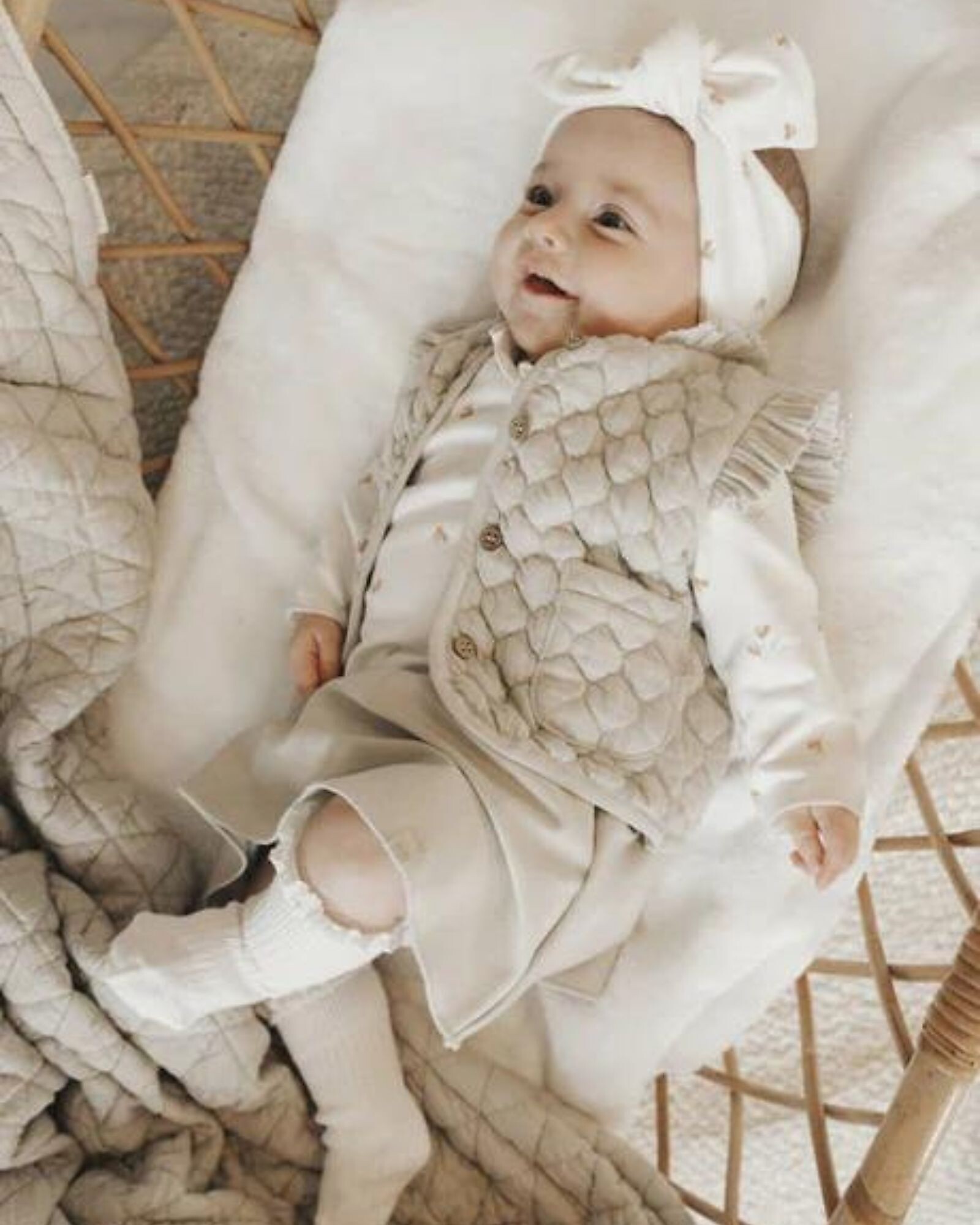 Bamboom Gilet Imbottito con Bottoni in Legno Sabbia con Bambù