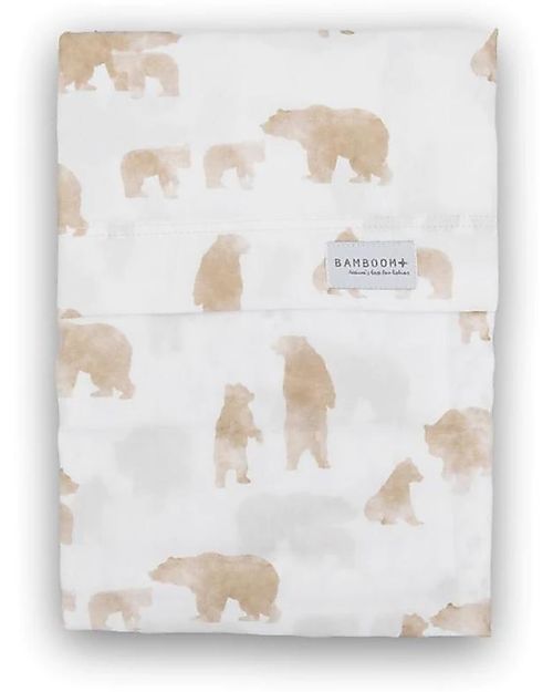 Bamboom Lenzuola per Culla/Carrozzina + Federa - Orso - 75 x 100 cm - Bambù e Cotone Biologici Biancheria Culla