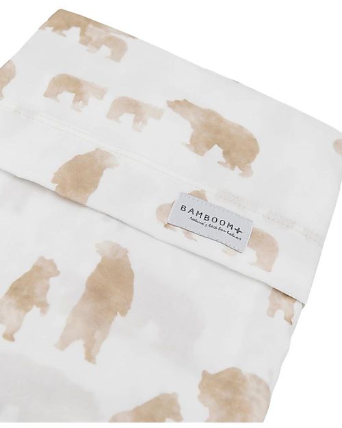 Bamboom Lenzuola per Culla/Carrozzina + Federa - Orso - 75 x 100 cm - Bambù e Cotone Biologici Biancheria Culla