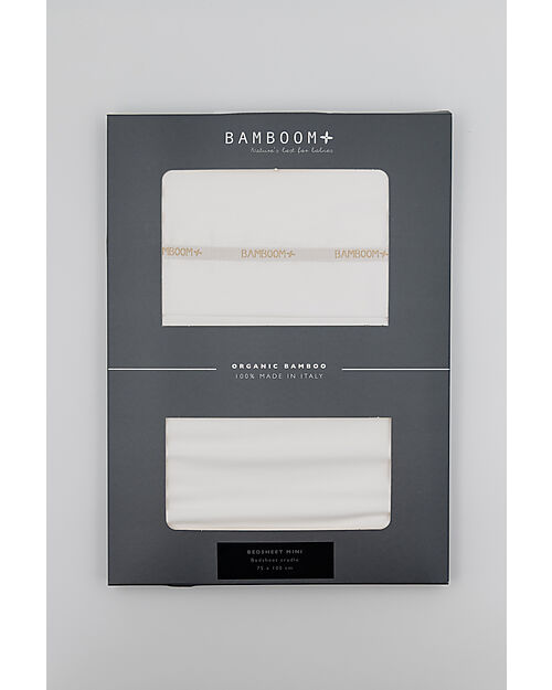 Bamboom Lenzuolo per Culla e Carrozzina 75x100 cm - con Federa - Bianco Biancheria Culla