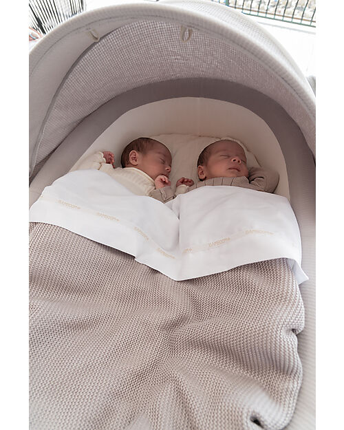 Bamboom Lenzuolo per Culla e Carrozzina 75x100 cm - con Federa - Bianco Biancheria Culla