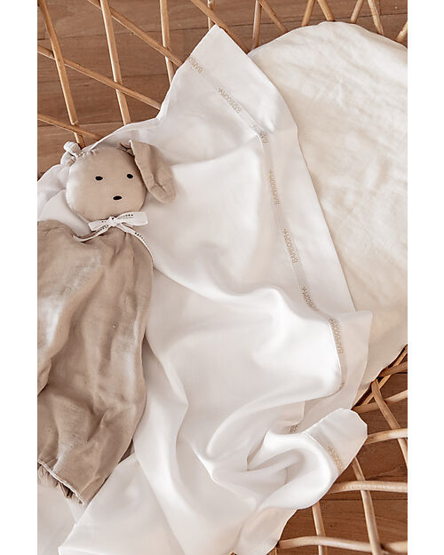 Bamboom Lenzuolo per Culla e Carrozzina 75x100 cm - con Federa - Bianco Biancheria Culla