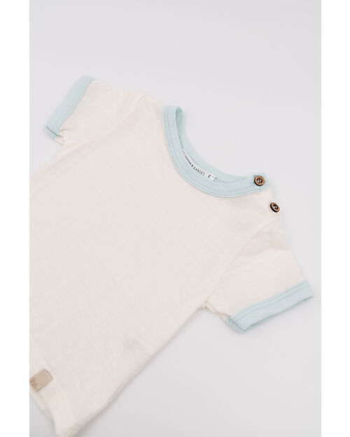 Bamboom Maglietta Maniche Corte - Bi-colore - Water Petrol - Bambù e Cotone Bio T-shirt