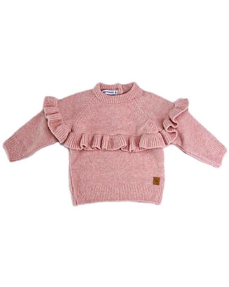 Bamboom Maglione con Volant - Rosa - Soffice Bambù e Lana Maglioni