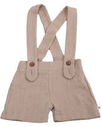 Bamboom Pantaloncino con Bretelle - Cammello - Fibra di Bambù Traspirante Morbida e delicata! Pantaloni Corti