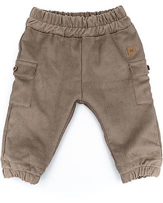 Bamboom Pantaloncino con Tasche - Sabbia - Velluto di Cotone e Bambù Certificato Oeko-Tex Pantaloni Lunghi