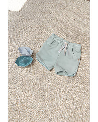 Bamboom Pantaloncino Corto con Coulisse - Water Petrol - Bambù e Cotone Bio Pantaloni Corti