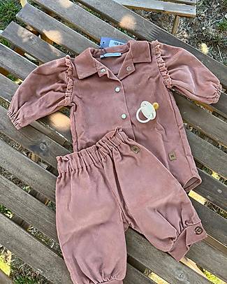 Bamboom Pantalone a Caramella - Rosa Antico Scuro - Velluto di Cotone e Bambù Certificato Oeko-Tex Pantaloni Lunghi