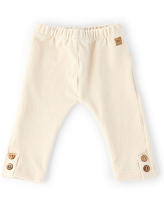 Bamboom Pantalone Leggings Skinny a Coste - Bianco Latte - Velluto di Bambù Pantaloni Lunghi