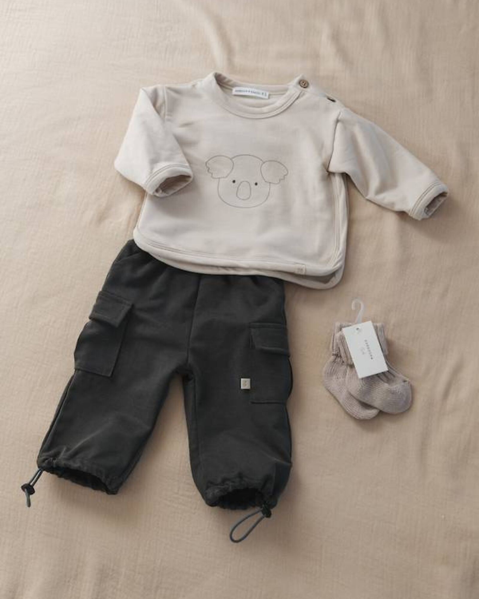 Bamboom Pantaloni Cargo con Vita Elasticizzata Antracite con