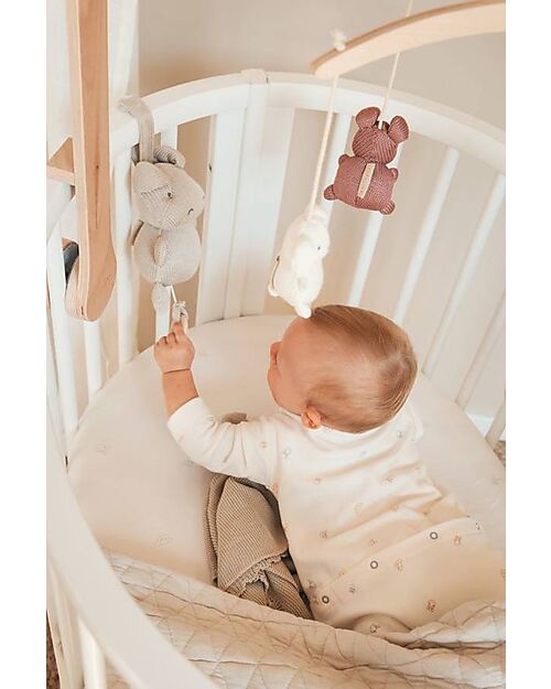Bamboom Set Lenzuolo con Angoli + Coprimaterasso per Culla - 2 Pezzi - 80 x 40 cm - Animal Friends - Sabbia - 100% Bambù Bio Biancheria Culla