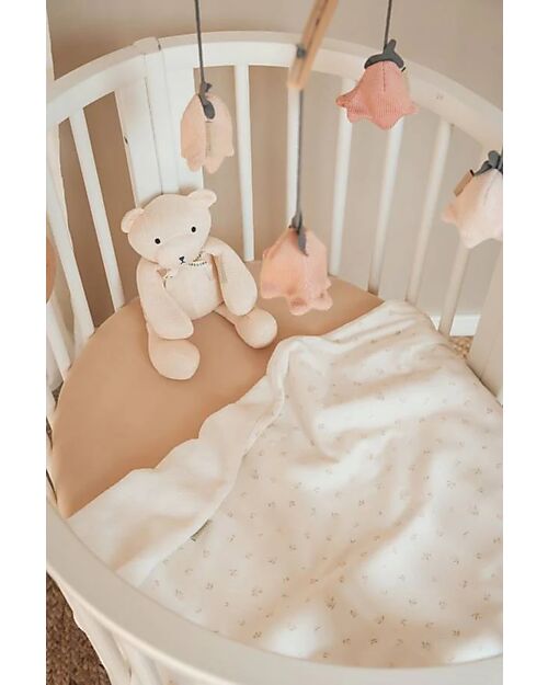 Bamboom Set Lenzuolo con Angoli + Coprimaterasso per Culla - 2 Pezzi - 80 x 40 cm - Animal Friends - Sabbia - 100% Bambù Bio Biancheria Culla