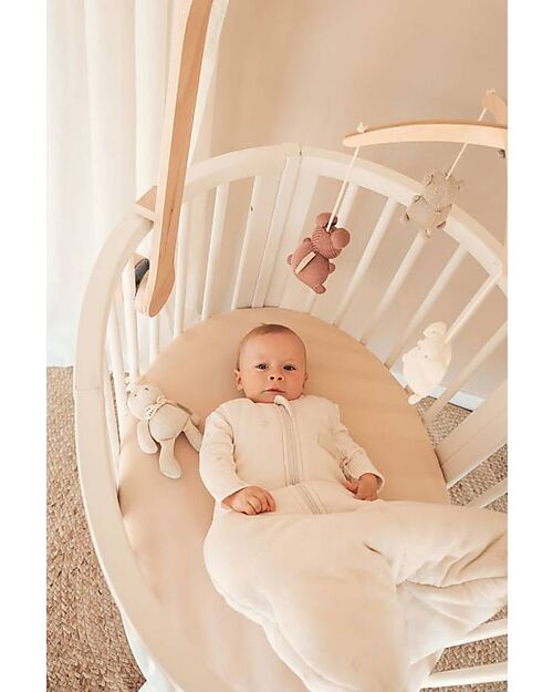 Bamboom Set Lenzuolo con Angoli + Coprimaterasso per Culla - 2 Pezzi - 80 x 40 cm - Animal Friends - Sabbia - 100% Bambù Bio Biancheria Culla