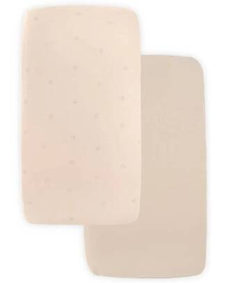 Bamboom Set Lenzuolo con Angoli + Coprimaterasso per Culla - 2 Pezzi - 80 x 40 cm - Sabbia - 100% Bambù Bio Biancheria Culla