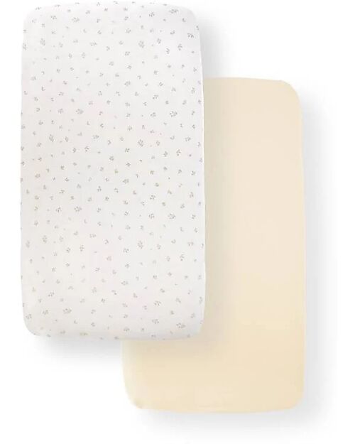 Bamboom Set Lenzuolo con Angoli + Coprimaterasso per Culla - 2 Pezzi - 80 x 40 cm - Tulipani - 100% Bambù Bio Biancheria Culla