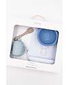 Bamboom Set Pappa Baby - Bavaglino + Scodella + Cucchiaio + Bicchiere con Beccuccio - Blu - Silicone Antibatterico Set Pappa