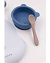 Bamboom Set Pappa Baby - Bavaglino + Scodella + Cucchiaio + Bicchiere con Beccuccio - Blu - Silicone Antibatterico Set Pappa